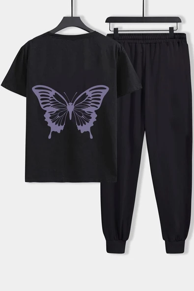 Unisex Butterfly Baskılı 2'li Eşofman Takımı