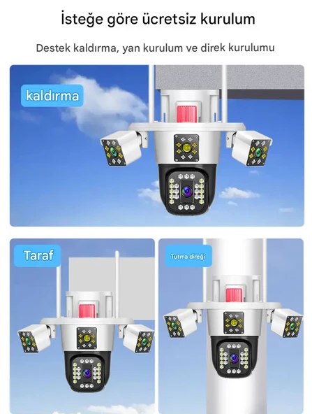 QASUL IPC360Home 3/4 Lens 12/16MP Kablosuz Güvenlik CCTV Açık Kamera 10x Zoom 360 Derece Su Geçirmez - 4