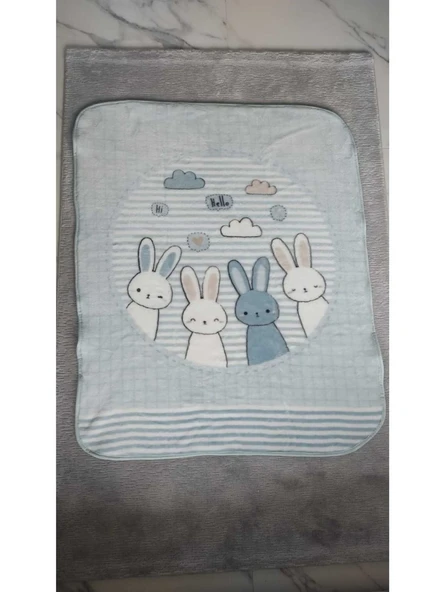 Özdilek Bebek Battaniyesi Hello Rabbit Mavi 1798