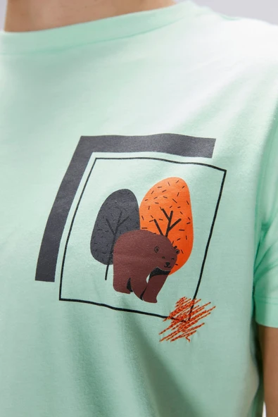 Bad Bear Bain Su Yeşil Erkek Baskılı Tişört - Resim 3