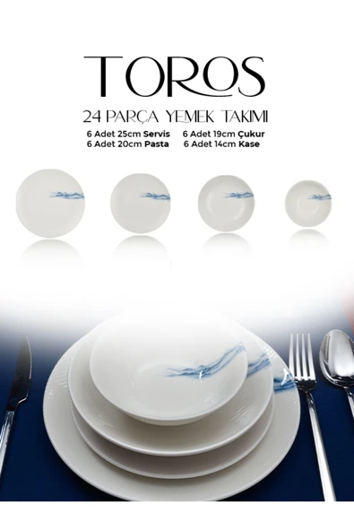 Farika Porselen Toros 24 Parça 6 Kişilik Porselen Yemek Takımı - 4