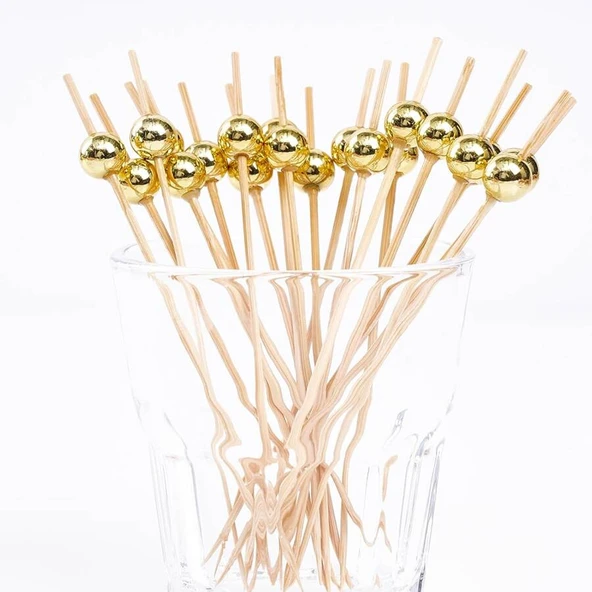 Bambu İncili Altın Renkli Kürdan 12 li - Resim 2