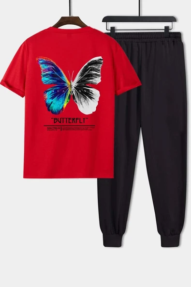 Unisex Butterfly Baskılı 2'li Eşofman Takımı - Resim 2