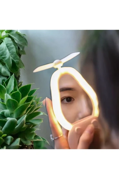 Led Işıklı Makyaj Aynası Mini El Fanı Usb Şarjlı Avakado Figürlü Fonksiyonel Vantilatör Gülen Pembe Avakado - 2