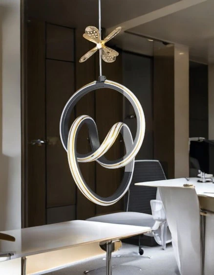 Binnex Derya Siyah Uzaktan Kumandalı 3 Renk Ledli Avize Hol Antre Koridor Mutfak Yatak Odası Özel Gold Tasarım - 2