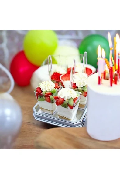 Sunum Kasesi 20 Adet Magnolya Dondurma Puding Tatlı Meze Salata Cup Kabı Sert Plastik - 2