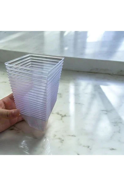 Sunum Kasesi 20 Adet Magnolya Dondurma Puding Tatlı Meze Salata Cup Kabı Sert Plastik - 5
