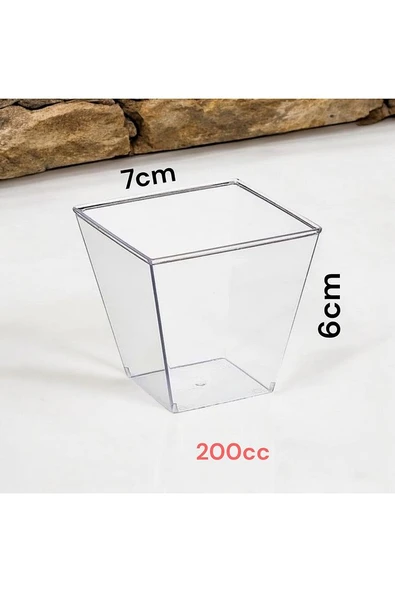Brokoli Home Prizma Mika Plastik Kare Kap Küp Sunum Kase 200cc 20 Adet Mika Prizma - 4