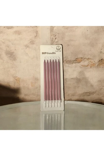 Rose Gold Ince Uzun Mum 6 Adet 16 Cm - 2