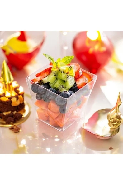 Sunum Kasesi 20 Adet Magnolya Dondurma Puding Tatlı Meze Salata Cup Kabı Sert Plastik - 3