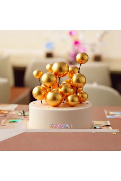 Pasta Süsü 20 Adet Gold Pasta Üzeri Balon Süs 20 Adet