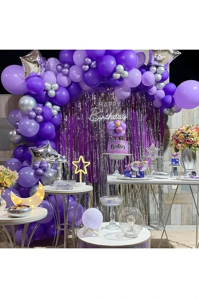 Gemar 15 Adet Balon Metalik Mor Renk - 2