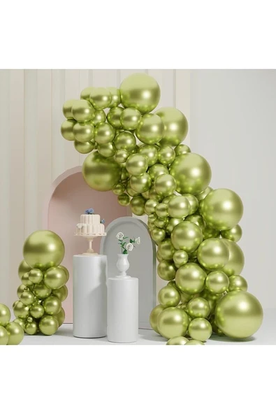 Gemar 15 Adet Balon Metalik Light Yeşil Renk