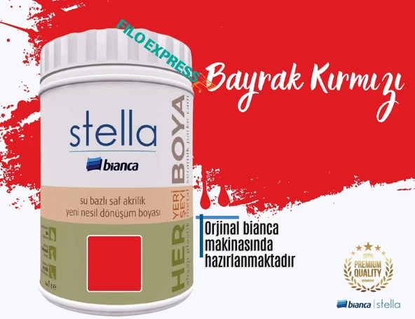 BİANCA STELLA SU BAZLI SAF AKRİLİK BOYA 1 LİTRE BAYRAK KIRMIZI