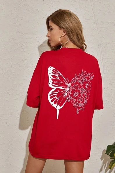 Unisex Drawing Butterflies Tasarım T-shirt - 6