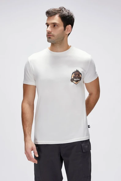Bad Bear Flint Beyaz Erkek Baskılı Tişört - Resim 4