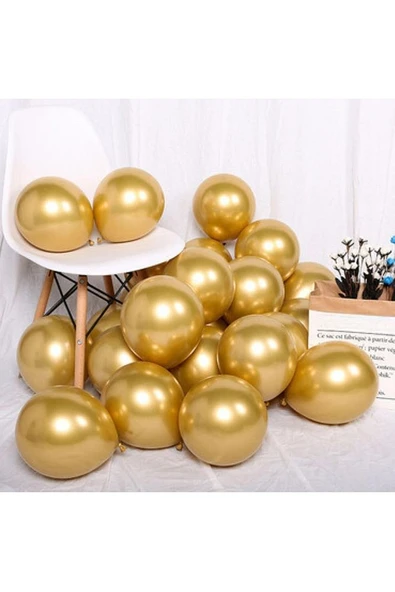Gemar 15 Adet Balon Metalik Gold Altın Renk