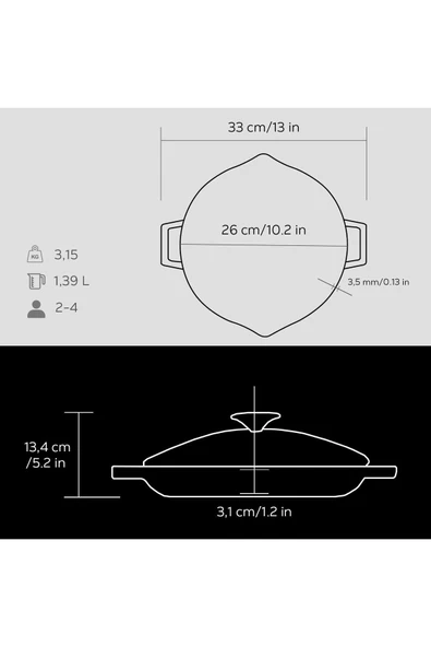 Lava Yuvarlak Metal Kulplu Cam Kapaklı 26 cm Kızartma Tavası - 3