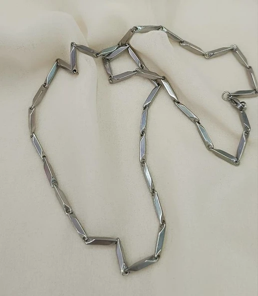 Çelik Üçgen Kolye 316 L Paslanmaz Kolye Unisex Gerdanlık - 2