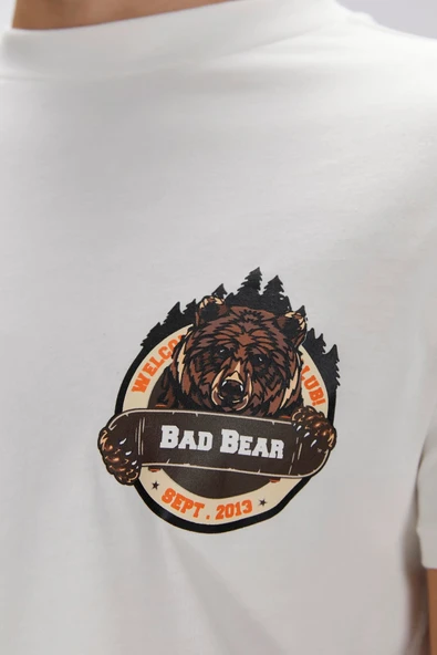 Bad Bear Flint Beyaz Erkek Baskılı Tişört - Resim 2