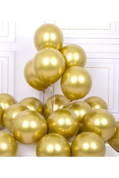 Gemar 15 Adet Balon Metalik Gold Altın Renk - 3