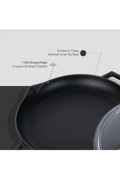 Lava Yuvarlak Metal Kulplu Cam Kapaklı 26 cm Kızartma Tavası - 4
