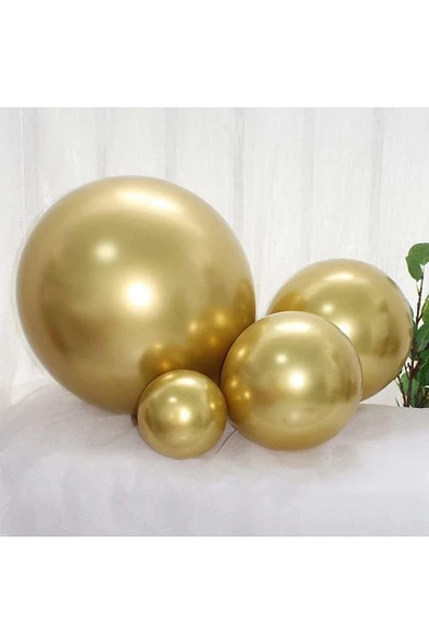 Gemar 15 Adet Balon Metalik Gold Altın Renk - 4