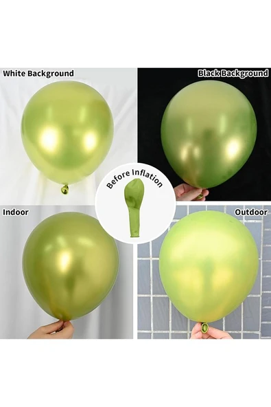 Gemar 15 Adet Balon Metalik Light Yeşil Renk - 4