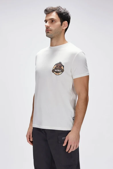Bad Bear Flint Beyaz Erkek Baskılı Tişört - Resim 3