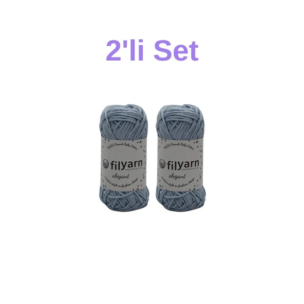 Baby Cotton El Örgü İpi 25 gr Oeko-Tex Sertifika Pamuk İpi, Bebek Yelek ve Punch İpi 2'li Set - 5