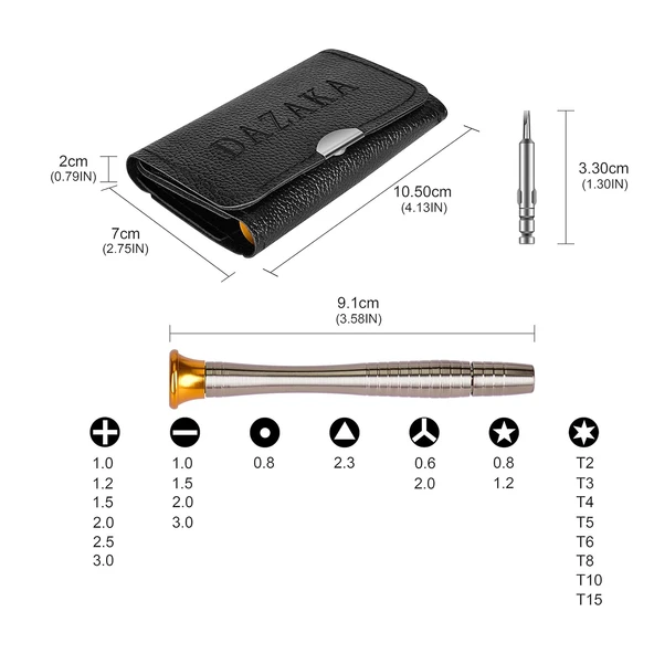 Mıknatıslı Saatçi Tornavida 25 'li Set Tork Yıldız Düz Üçgen İnce uç Küçük Vida Tornavidası Çantalı - Resim 3