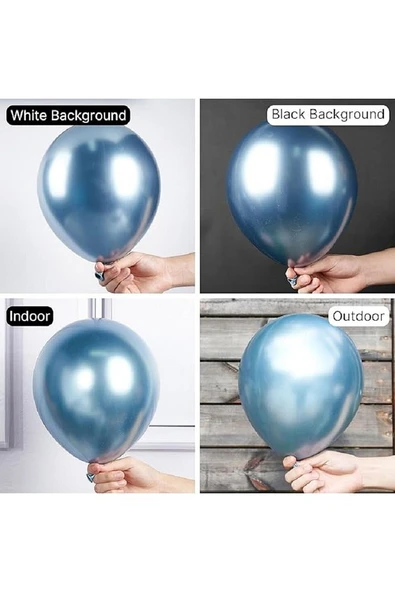 Gemar 15 Adet Balon Metalik Light Mavi Renk - 3
