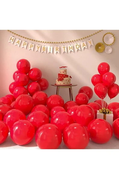 Gemar 15 Adet Balon Metalik Kırmızı Renk - 2
