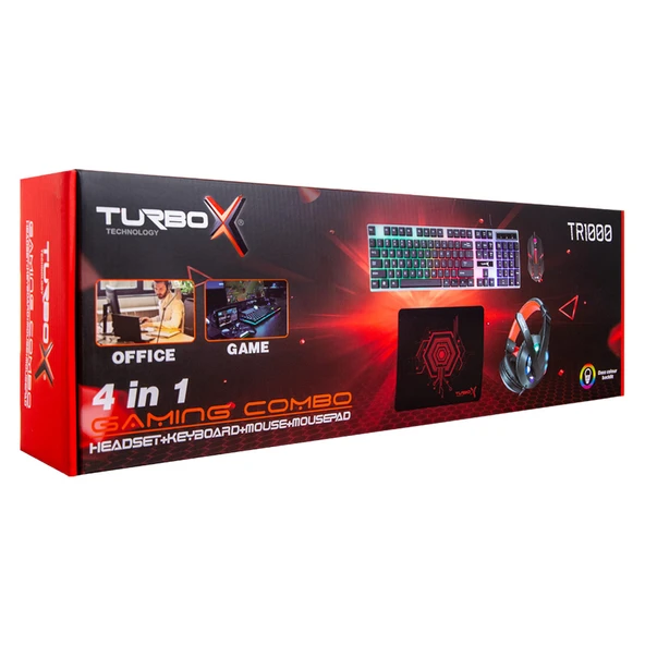 Turbox TRX-108 Bundle Kablolu Klavye Mouse Mousepad RGB Kulaklık