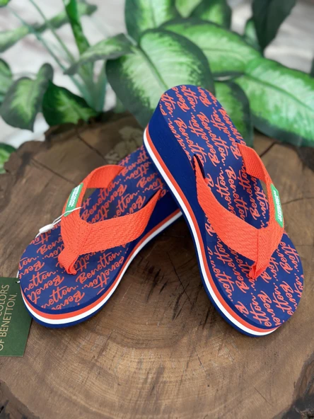 Benetton Dolgu Topuklu Logo Baskılı Parmak Arası Terlik BNI10217 - Resim 3