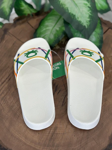 Benetton Renkli Logolu Yumuşak Taban Terlik  BN1372 - 5