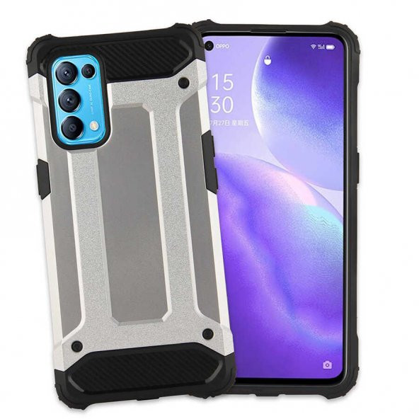 Oppo Reno 5 5G Kılıf Hybrid Zırh Silikon - 4