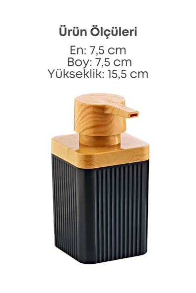 Ahşap Desenli Altın Gold Metal Standlı Bulaşık Deterjanı Sıvı Sabunluk Mutfak Seti-Sünger - 2
