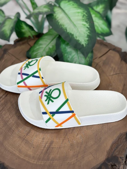 Benetton Renkli Logolu Yumuşak Taban Terlik  BN1372 - 4