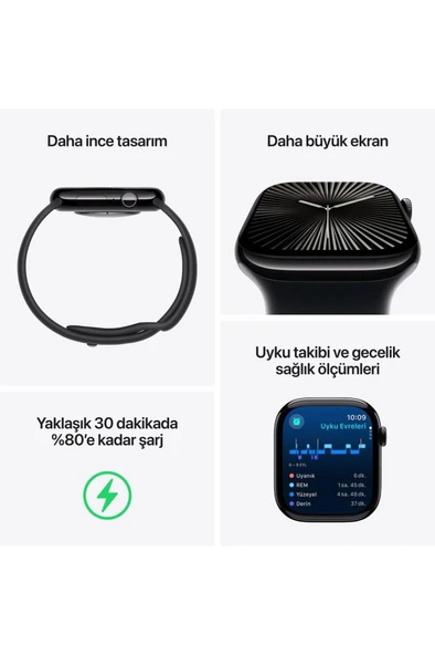 Watch Series 10 GPS 46mm Jet Siyah Alüminyum Kasa + Mürekkep Moru Spor Loop - 3
