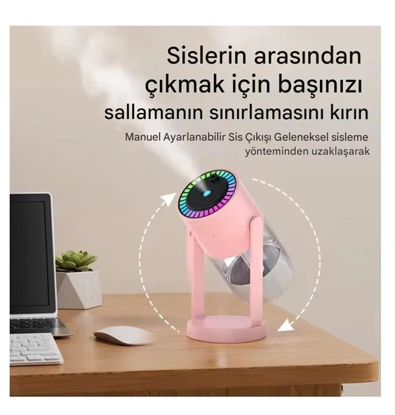 Yıldız Projektör Işıklı Buhar Gece Lambası Mini Hava Nemlendirici Aromaterapi Ultrasonik Difüzör