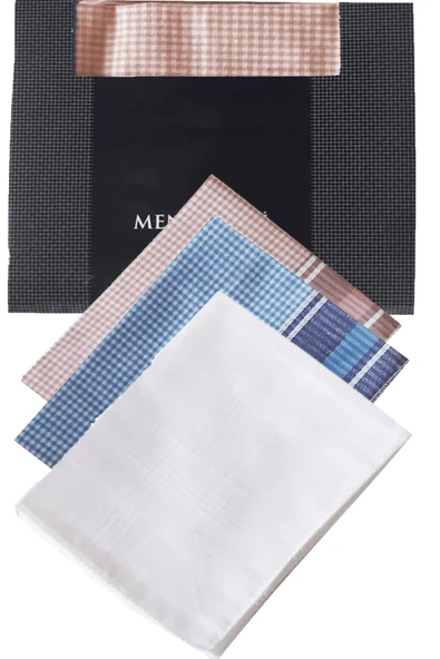 3’lü Özel Paket Premium Erkek Mendil Seti %100 Pamuk 42x42 cm - 11