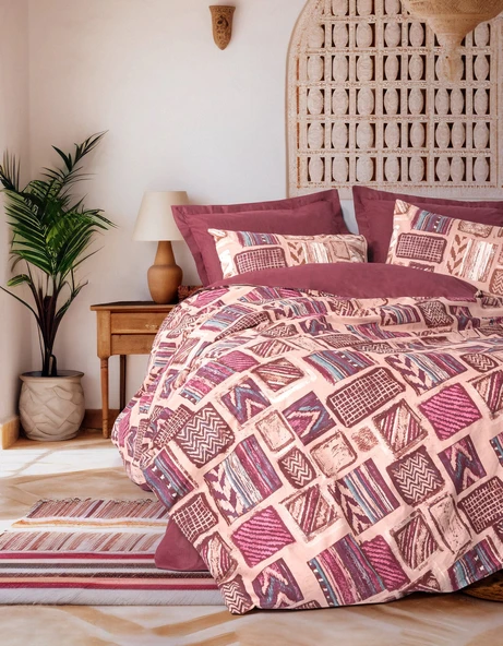 Cotton Box Ethnic Tek Kişilik Nevresim Takımı Estilo Bordo ürün görseli