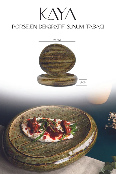 Farika Porselen Kaya Zuhal El Dekoru 26 Cm Porselen Dekoratif Sunum Tabağı - Şık Ve Sanatsal Tasarım - 4