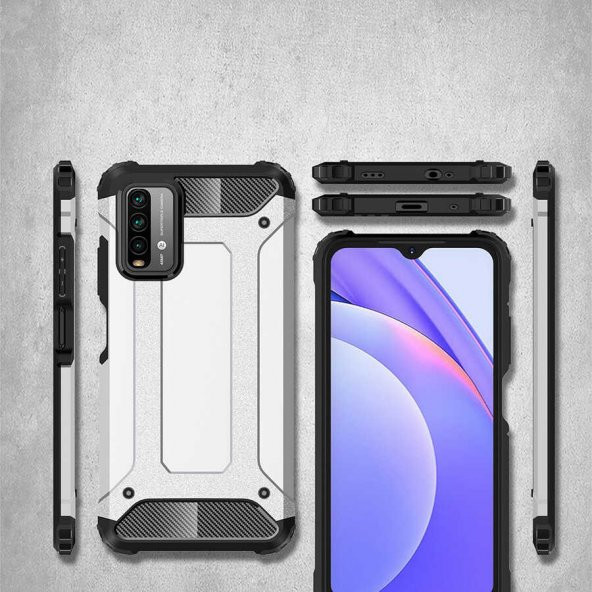 Xiaomi Redmi 9T Kılıf Hybrid Zırh Silikon - 9