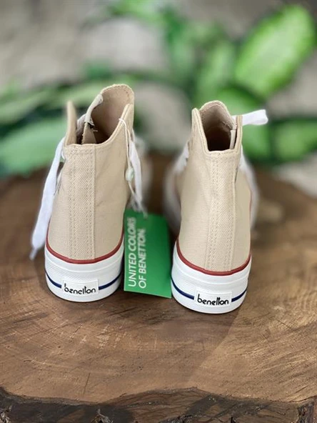 Benetton Yüksek Tabanlı Bej Converse Ayakkabı 30939 - 5