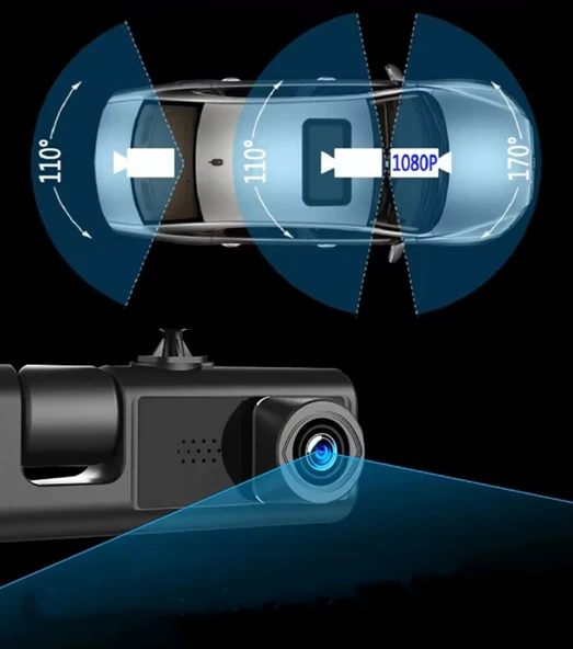 S-1 1080p Araç içi Kamera 3 Kameralı ( Ön Görüş - Geri görüş - İç Görüş ) Gece Görüşlü - Resim 4
