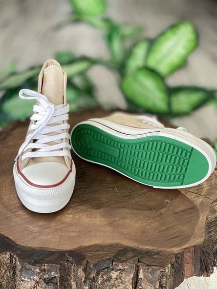 Benetton Yüksek Tabanlı Bej Converse Ayakkabı 30939 - 3