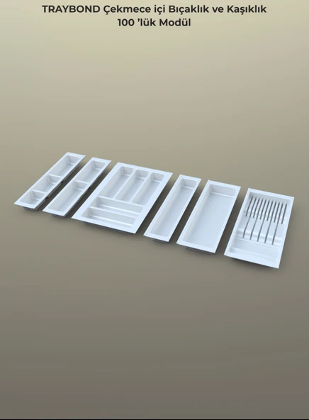 Çekmece Içi Kaşıklık Ve Bıçaklık Düzenleyici Beyaz, 94x48 Yandan Ve Boydan 4Cm Kesilebilir - 2