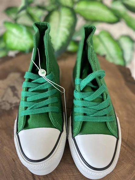 Benetton Yüksek Tabanlı Yeşil Converse Ayakkabı 30939 - 2